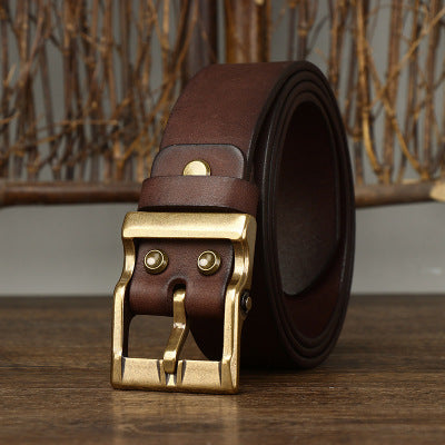 Retro Leather Brass Buckle Belt