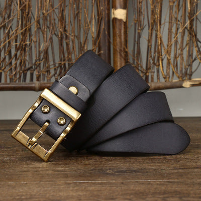 Retro Leather Brass Buckle Belt