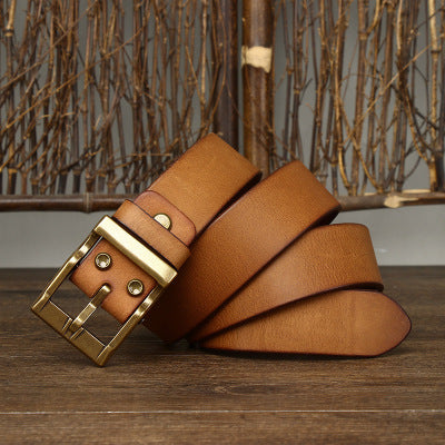 Retro Leather Brass Buckle Belt