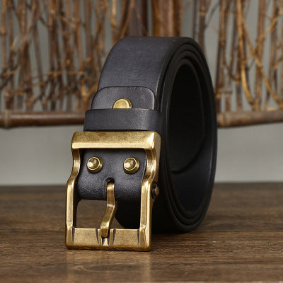 Retro Leather Brass Buckle Belt