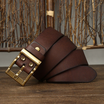 Retro Leather Brass Buckle Belt