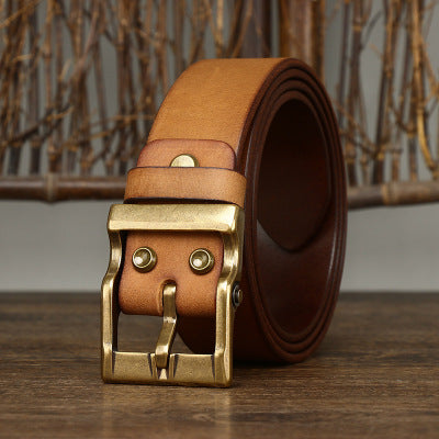 Retro Leather Brass Buckle Belt